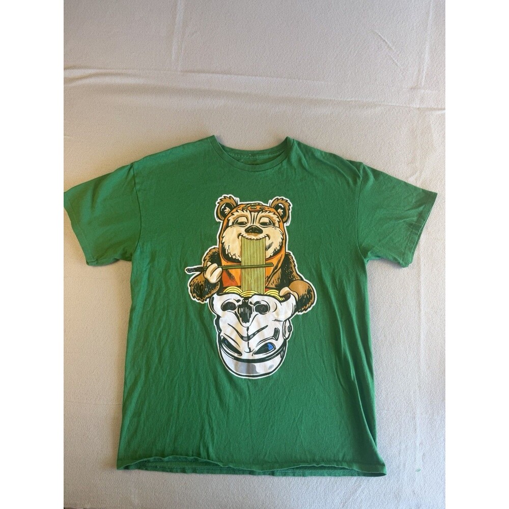 Star Wars Return of the Jedi Ewok Graphic Print Green T-Shirt 2007 L